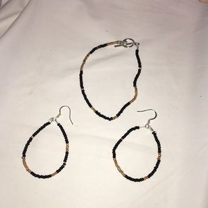 Hand made bracelet and earring set 7”
